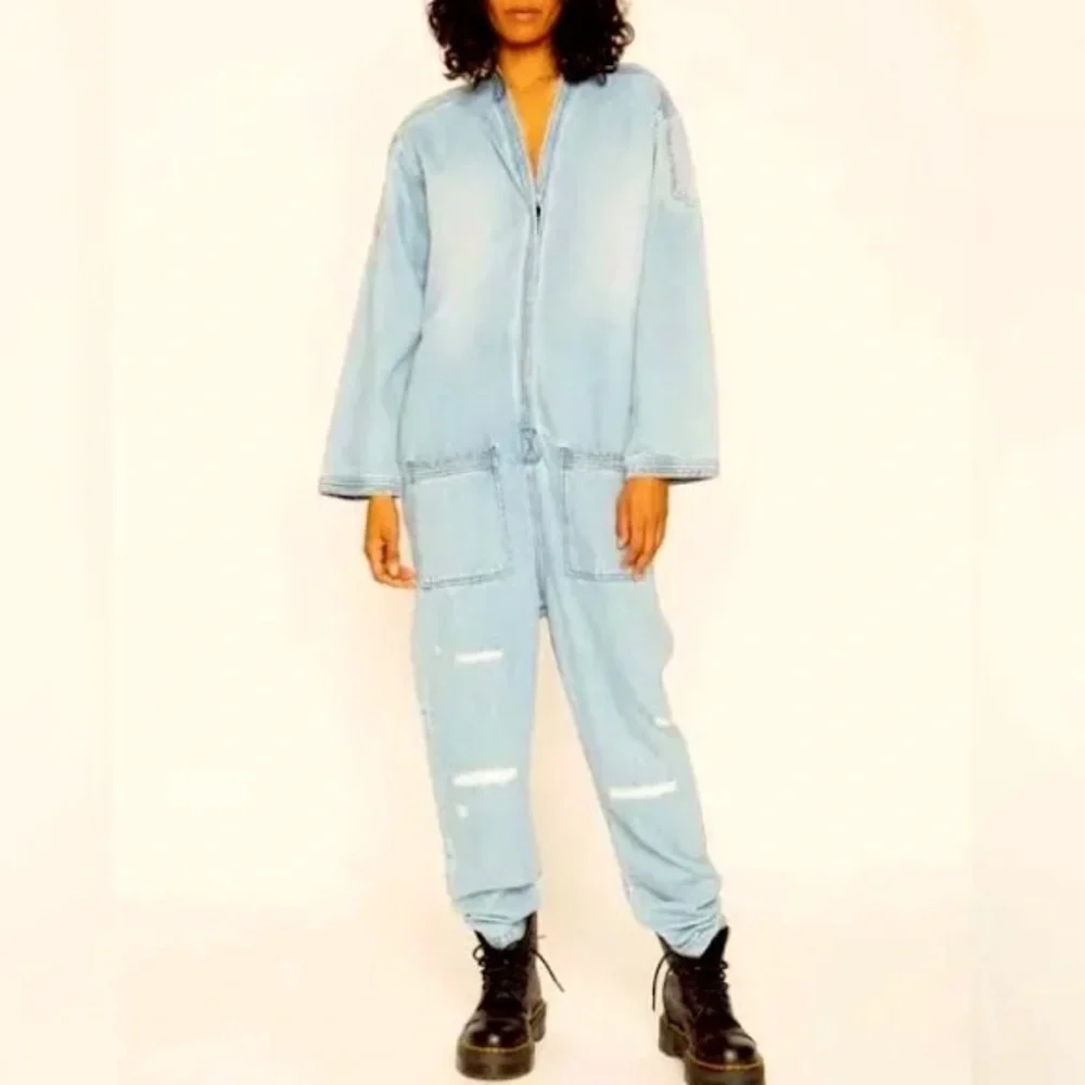 NWT Sandrine Rose x Free People Denim Kimono Jumpsuit Size Small - Picture 3 of 7